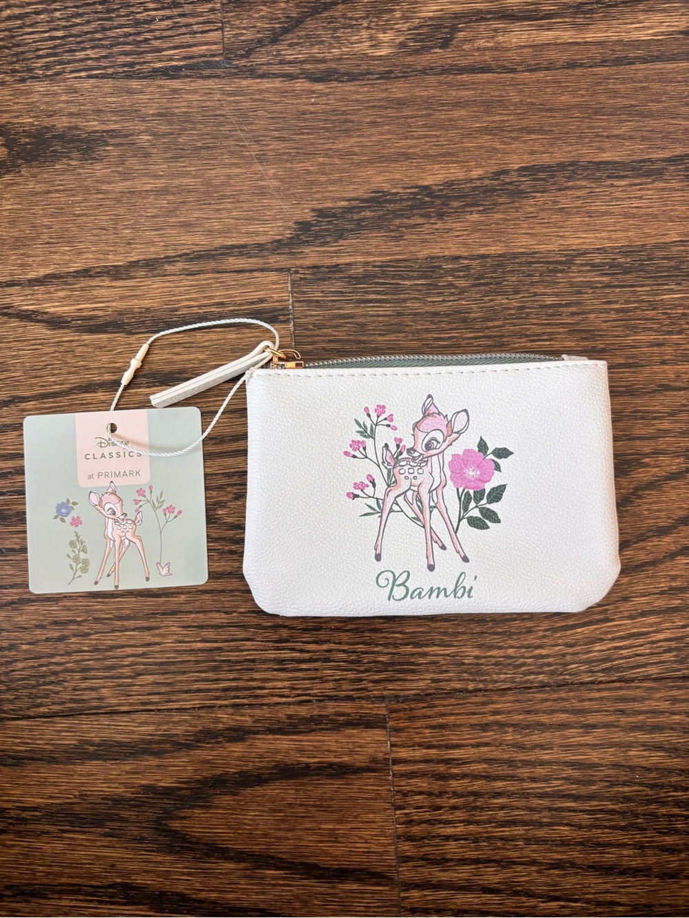Disney Bambi Cream White Floral Zip Pouch Wallet Brand New